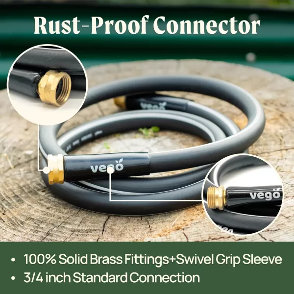 imageVego Garden Leader Hose 16ft with Brass Thread and Swivel Grip Sleeve 58quot Leader Garden Water Hose with Male to Female Fittings for Garden ampamp Yard12 16ft