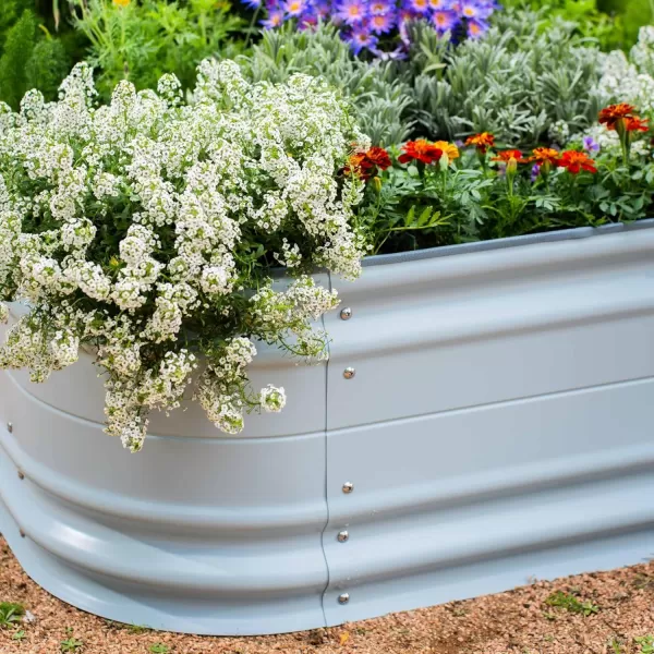 imageVego garden 17quot Tall 10 in 1 Classic ampamp Novel Metal Raised Planter Beds Sky Blue