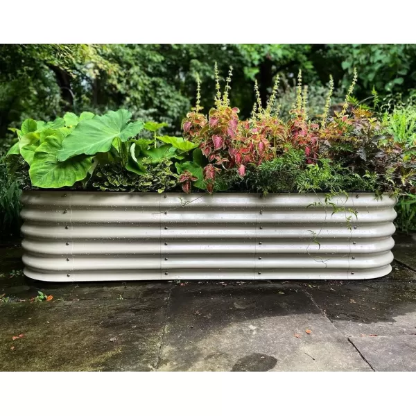 imageVego garden 17quot Tall 6 in 1 Classic ampamp Novel Metal Raised Planter Beds Pearl White