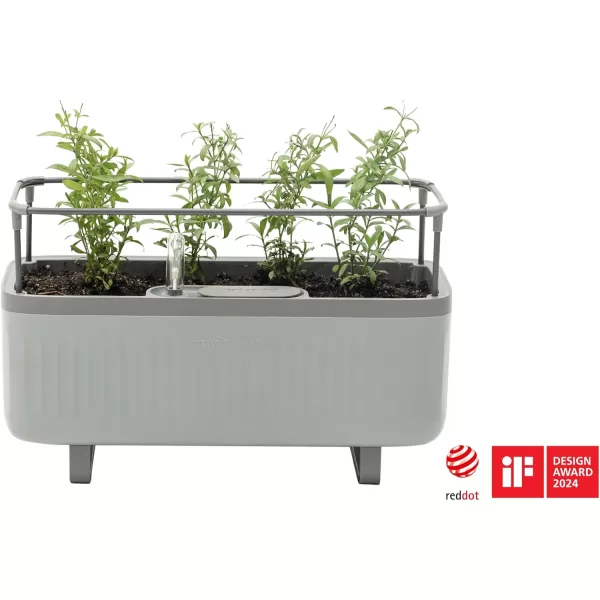 imageVego garden 2 Pack Herb Indoor Plant Box Self Watering Planters Pots for Indoor Plants with Trellis for Kitchen Window Sill or Countertop Plants Cage  Sage GreenFog Gray