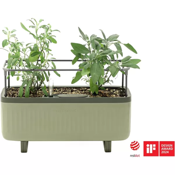 imageVego garden 2 Pack Herb Indoor Plant Box Self Watering Planters Pots for Indoor Plants with Trellis for Kitchen Window Sill or Countertop Plants Cage  Sage GreenSage Green
