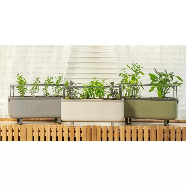 imageVego garden 2 Pack Herb Indoor Plant Box Self Watering Planters Pots for Indoor Plants with Trellis for Kitchen Window Sill or Countertop Plants Cage  Sage GreenSage Green
