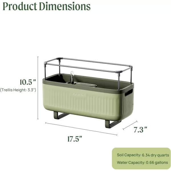 imageVego garden 2 Pack Herb Indoor Plant Box Self Watering Planters Pots for Indoor Plants with Trellis for Kitchen Window Sill or Countertop Plants Cage  Sage GreenSage Green