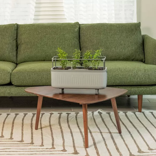 imageVego garden 2 Pack Herb Indoor Plant Box Self Watering Planters Pots for Indoor Plants with Trellis for Kitchen Window Sill or Countertop Plants Cage  Sage GreenFog Gray