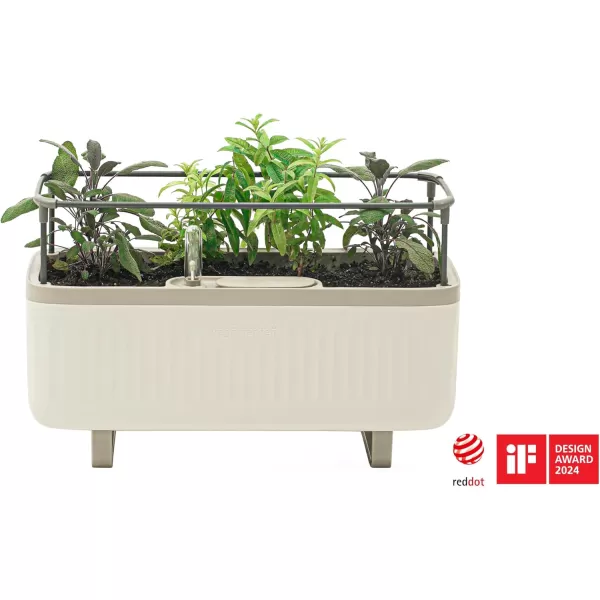 imageVego garden 2 Pack Herb Indoor Plant Box Self Watering Planters Pots for Indoor Plants with Trellis for Kitchen Window Sill or Countertop Plants Cage  Sage GreenCream White