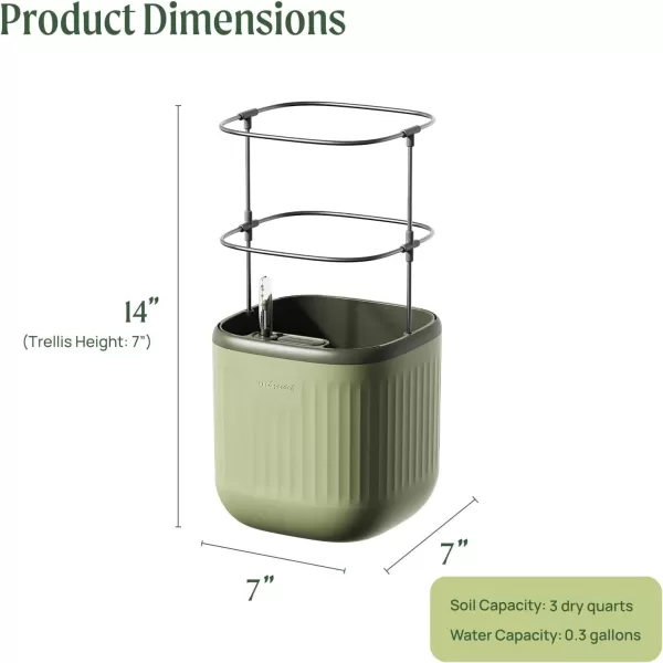 imageVego garden Mini Planter Indoor Pots with Trellis SelfWatering Herb Countertop Planter for Climbing Vegetables Flowers Mint Plants Cage 2 Pack Cream WhiteSage Green