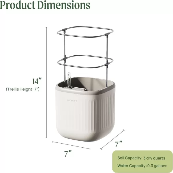 imageVego garden Mini Planter Indoor Pots with Trellis SelfWatering Herb Countertop Planter for Climbing Vegetables Flowers Mint Plants Cage 2 Pack Cream WhiteCream White