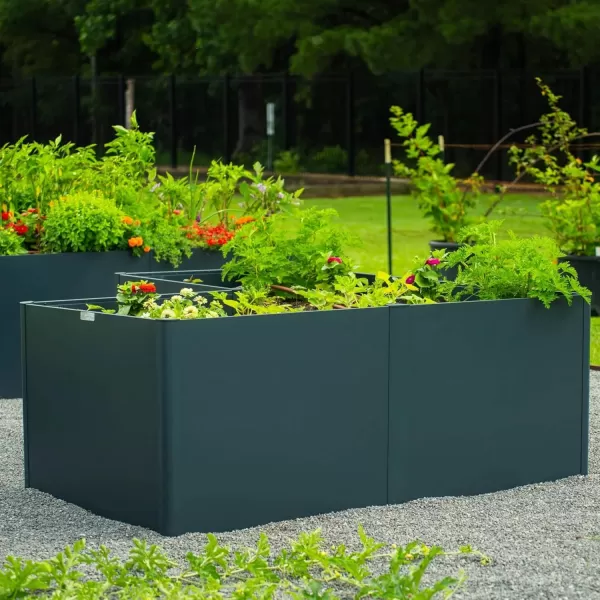 imageVego garden Raised Garden Bed 17quot Tall 83quot x 83quot LShaped Modern Raised Garden Beds Kit Metal Planter Box for Vegetables Flowers ampamp Fruits Midnight BlueMidnight Blue
