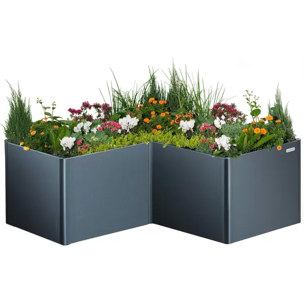 imageVego garden Raised Garden Bed 17quot Tall 83quot x 83quot LShaped Modern Raised Garden Beds Kit Metal Planter Box for Vegetables Flowers ampamp Fruits Midnight BlueMidnight Blue