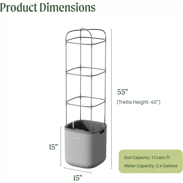 imageVego garden Tomato Planter Box with Trellis SelfWatering Rolling Raised Garden Bed for Climbing Vegetables Plants Cage  Sage GreenFog Gray