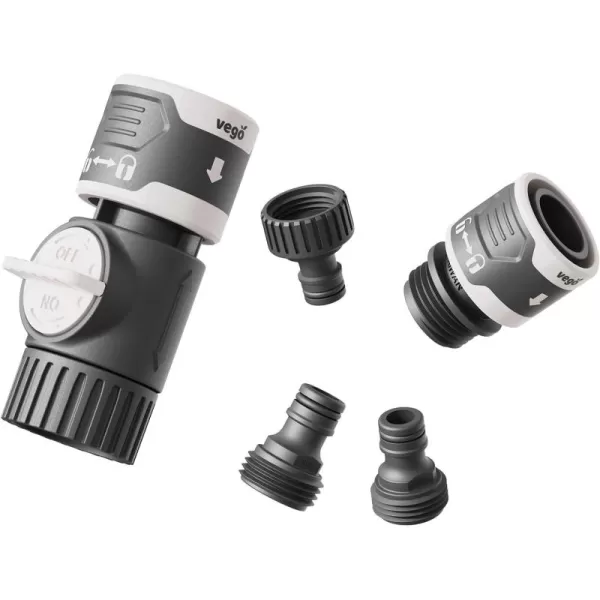 imageVego Garden Hose Fitting Quick Connector Set with Water Stop ampamp Lock Feature Quick Release Kit Hose Fittings and Adapters V2 Set of 5Set of 5 V1