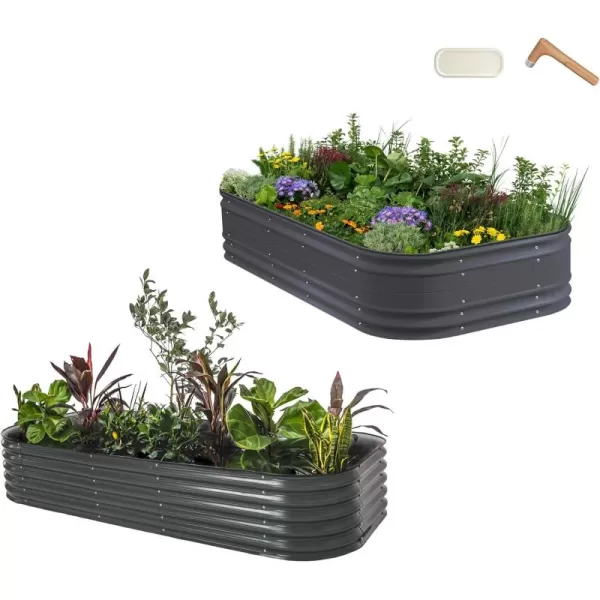 imageVego garden 17quot Tall 10 in 1 Classic ampamp Novel Metal Raised Planter Beds Modern Gray