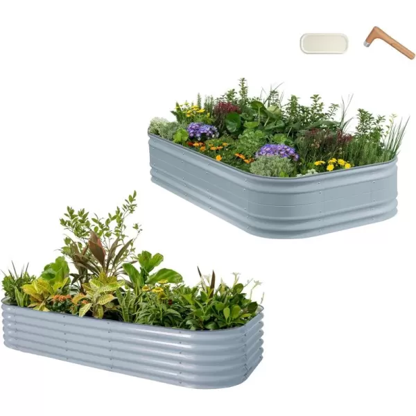 imageVego garden 17quot Tall 10 in 1 Classic ampamp Novel Metal Raised Planter Beds Sky Blue