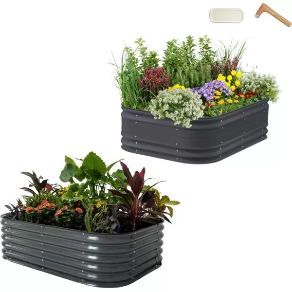 imageVego garden 17quot Tall 6 in 1 Classic ampamp Novel Metal Raised Planter Beds Modern Gray