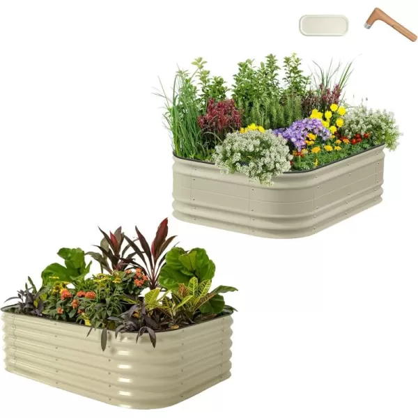 imageVego garden 17quot Tall 6 in 1 Classic ampamp Novel Metal Raised Planter Beds Pearl White