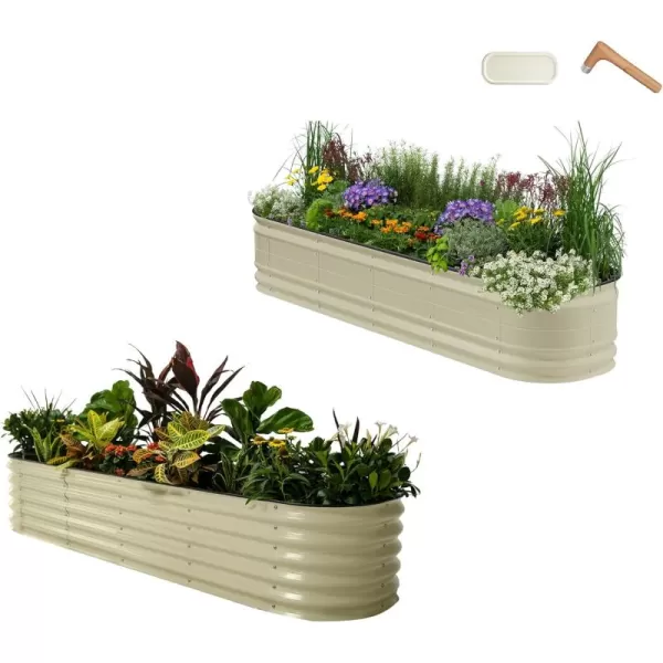 imageVego garden 17quot Tall 9 in 1 8ft X 2ft Classic ampamp Novel Metal Raised Planter Beds Pearl White