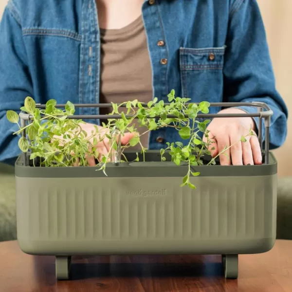 imageVego garden 2 Pack Herb Indoor Plant Box Self Watering Planters Pots for Indoor Plants with Trellis for Kitchen Window Sill or Countertop Plants Cage  Sage GreenSage Green