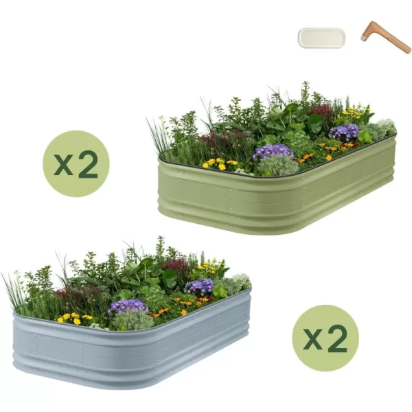 imageVego garden 4 Pack 17quot Tall 10 in 1 Novel Modular Raised Garden Bed Kit 2 Pack Olive Green ampamp 2 Pack Sky Blue