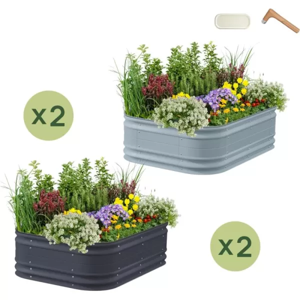 imageVego garden 4 Pack 17quot Tall 6 in 1 Novel Modular Raised Garden Bed 2 Pack Sky Blue ampamp 2 Pack Modern Gray