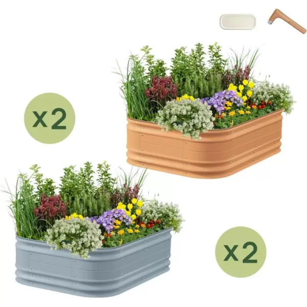 imageVego garden 4 Pack 17quot Tall 6 in 1 Novel Modular Raised Garden Bed 2 Pack Terra Cotta ampamp 2 Pack Sky Blue