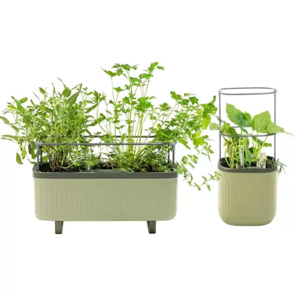 imageVego garden Herb Planter Box with Trellis ampamp Mini Planter Indoor Pots with Trellis Sage Green