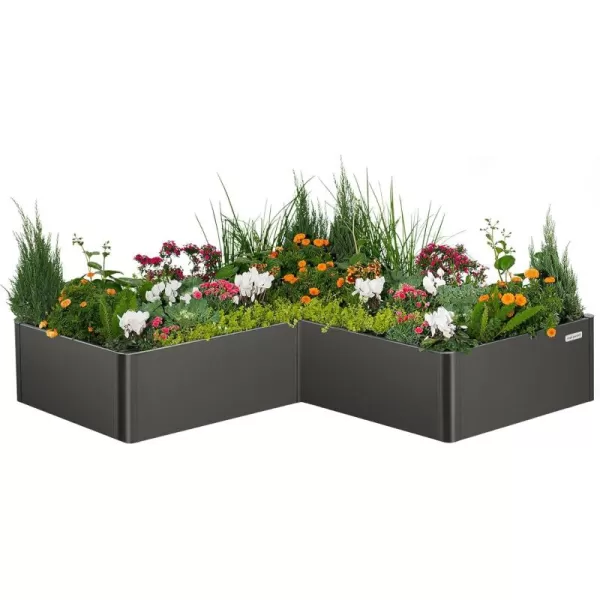 imageVego garden Raised Garden Bed 17quot Tall 83quot x 83quot LShaped Modern Raised Garden Beds Kit Metal Planter Box for Vegetables Flowers ampamp Fruits Midnight BlueUrban Charcoal