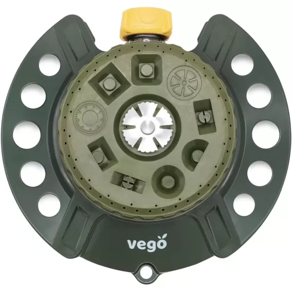 imageVego Turret Pattern Sprinkler 9Pattern HeavyDuty Metal Base Up to 1115 sq ft Coverage