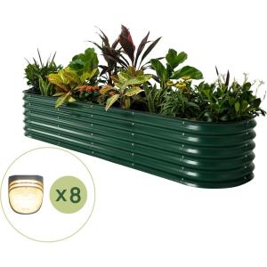 imageVego garden 17quot Tall 9 in 1 Raised Garden Bed British Green with 8Pack Solar Garden Lights