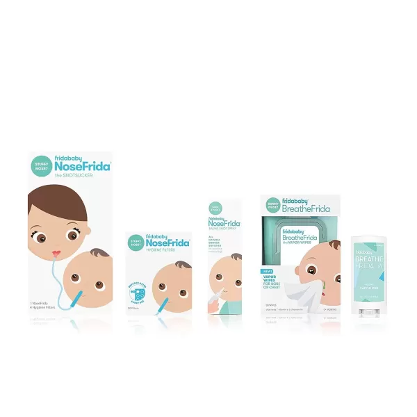 imageFrida Baby Cold and Flu Relief Bundle Congestion Relief Kit Includes the NoseFrida Nasal Aspirator Hygeine Filter Saline Nasal Spray Baby Vapor Rub ampamp Vapor Nose ampamp Chest WipesCold and Flu Bundle NoseFrida  Hygien Filters  BreathFrida Nose Wipes  Snot Spray and Vapor Rub