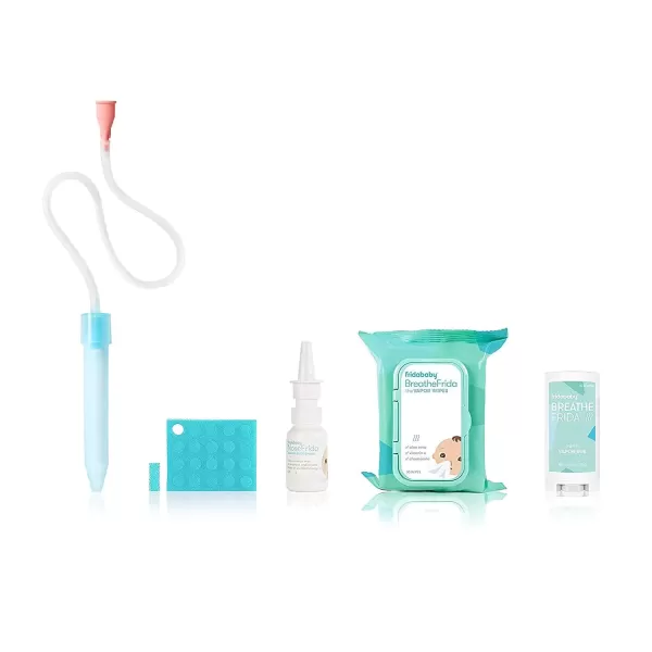 imageFrida Baby Cold and Flu Relief Bundle Congestion Relief Kit Includes the NoseFrida Nasal Aspirator Hygeine Filter Saline Nasal Spray Baby Vapor Rub ampamp Vapor Nose ampamp Chest WipesCold and Flu Bundle NoseFrida  Hygien Filters  BreathFrida Nose Wipes  Snot Spray and Vapor Rub