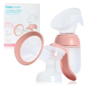 imageFrida Mom 2in1 Manual Breast Pump with HandsFree Silicone Suction Cup Milk Collector Wireless Ergonomic Handle and SoftFeel Flange for BreastfeedingPump