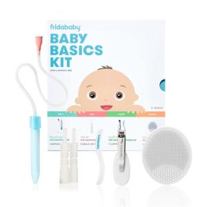 imageFrida Baby Basics Kit Baby Essentials Kit Includes Nasal Aspirator Snotsucker NailFrida Nail Files Windi Gas Relief DermaFrida Bath Brush  Silicone Carry CaseBaby Basics Kit