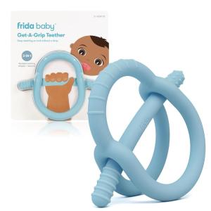 imageFrida Baby GetAGrip BabyTeether for Teething Relief  100 FoodGrade Silicone Teething Toys for Baby 06 12 18 Months Infant BPAFree PVCFree  PinkMuted Blue
