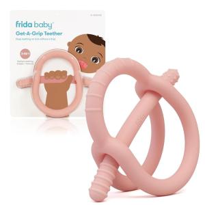 imageFrida Baby GetAGrip BabyTeether for Teething Relief  100 FoodGrade Silicone Teething Toys for Baby 06 12 18 Months Infant BPAFree PVCFree  PinkMuted Pink