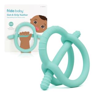 imageFrida Baby GetAGrip BabyTeether for Teething Relief  100 FoodGrade Silicone Teething Toys for Baby 06 12 18 Months Infant BPAFree PVCFree  PinkMuted Teal
