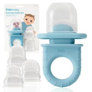 imageFrida Baby Push Pop Feeder Baby Fruit Feeder Baby Fruit Food Feeder to Safely Introduce New Foods Fresh  Frozen Food Silicone Feeder for Babies BPA Free Dishwasher Safe  3 Count Blue3ct tip  Frida Blue