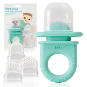 imageFrida Baby Push Pop Feeder Baby Fruit Feeder Baby Fruit Food Feeder to Safely Introduce New Foods Fresh  Frozen Food Silicone Feeder for Babies BPA Free Dishwasher Safe  3 Count Blue3ct tip  Vibrant Teal