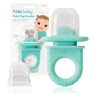 imageFrida Baby Push Pop Feeder Baby Fruit Feeder Baby Fruit Food Feeder to Safely Introduce New Foods Fresh  Frozen Food Silicone Feeder for Babies BPA Free Dishwasher Safe  1 Count Teal