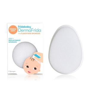 imageFrida Baby The 3Step Cradle Cap System DermaFrida The FlakeFixer Sponge Brush Comb and Storage Stand for Babies with Cradle Cap WhiteBlueFlake Fixer Replacement Sponges