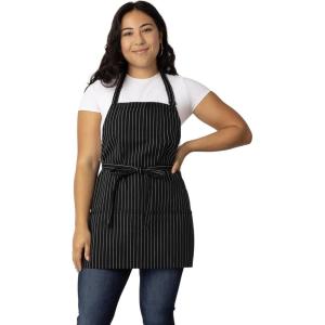 imageChef Works Unisex Three Pocket ApronBlack White Pinstripe