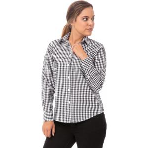 imageChef Works Womens Gingham Dress ShirtBlack  White Check