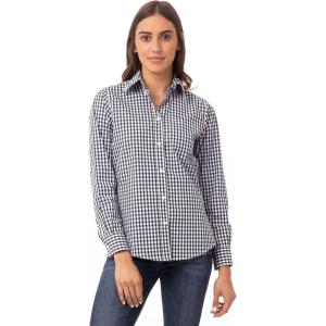 imageChef Works Womens Gingham Dress ShirtDark Navy Wht Check