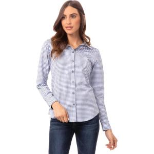 imageChef Works Womens Modern Gingham Long Sleeve Dress ShirtStrong Blue