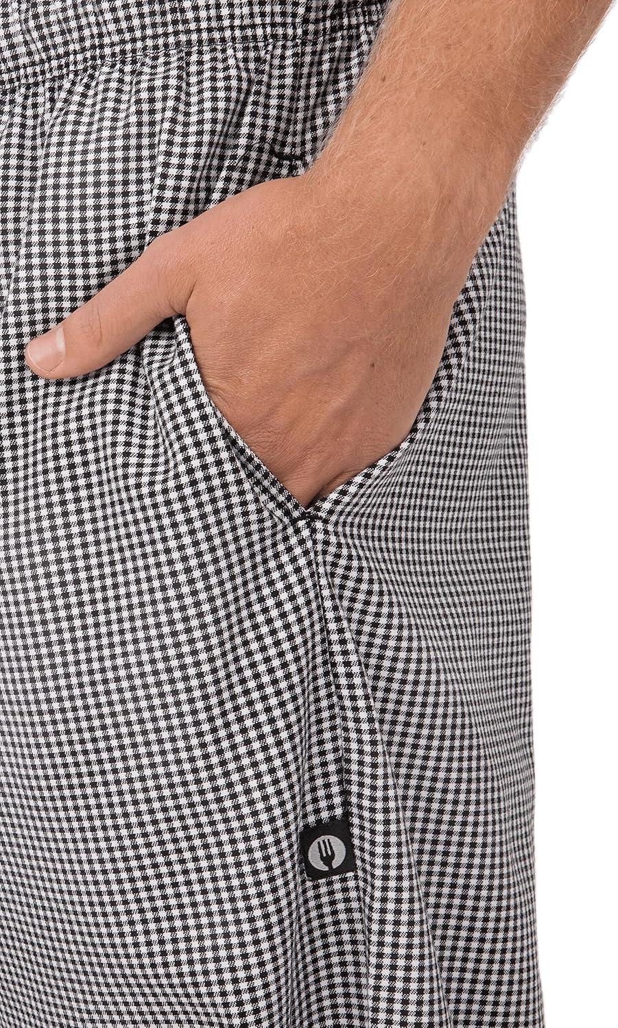 imageChef Works Mens Essential Baggy ZipFly Chef PantsSmall Check