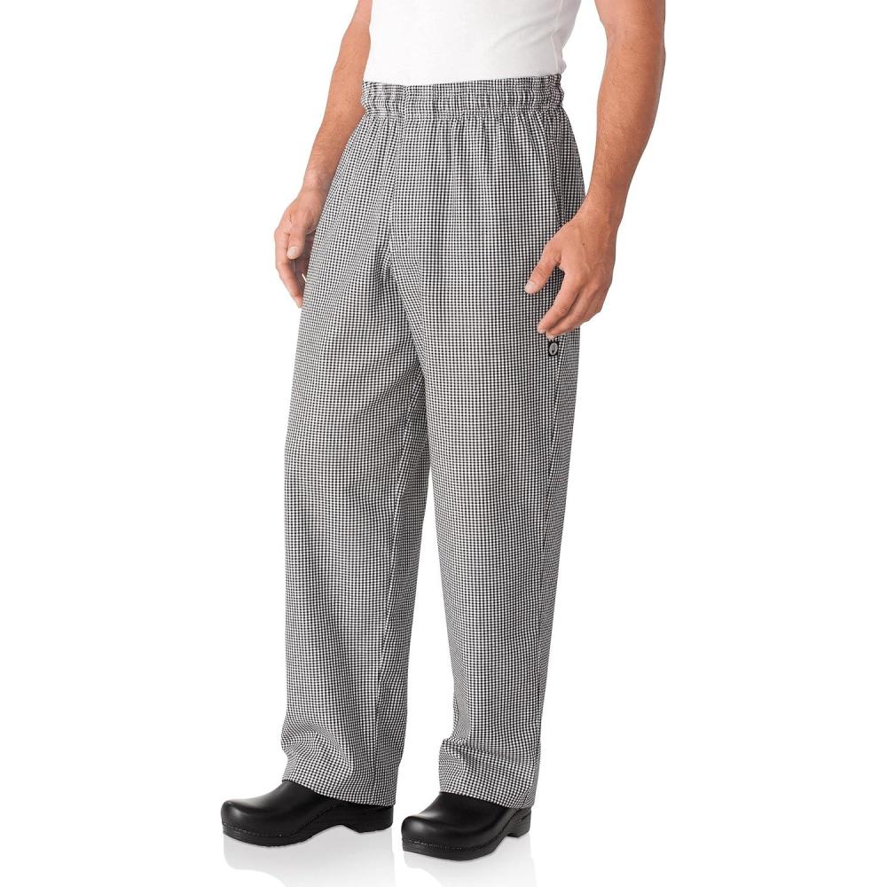 imageChef Works Mens Essential Baggy ZipFly Chef PantsSmall Check