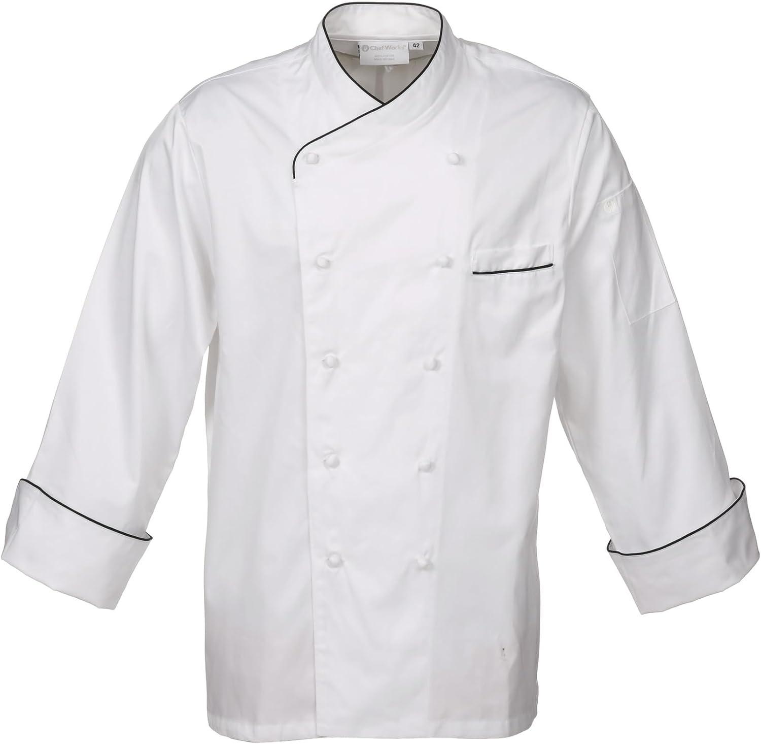 imageChef Works Mens Monte Carlo Premium Cotton Chef CoatWhite