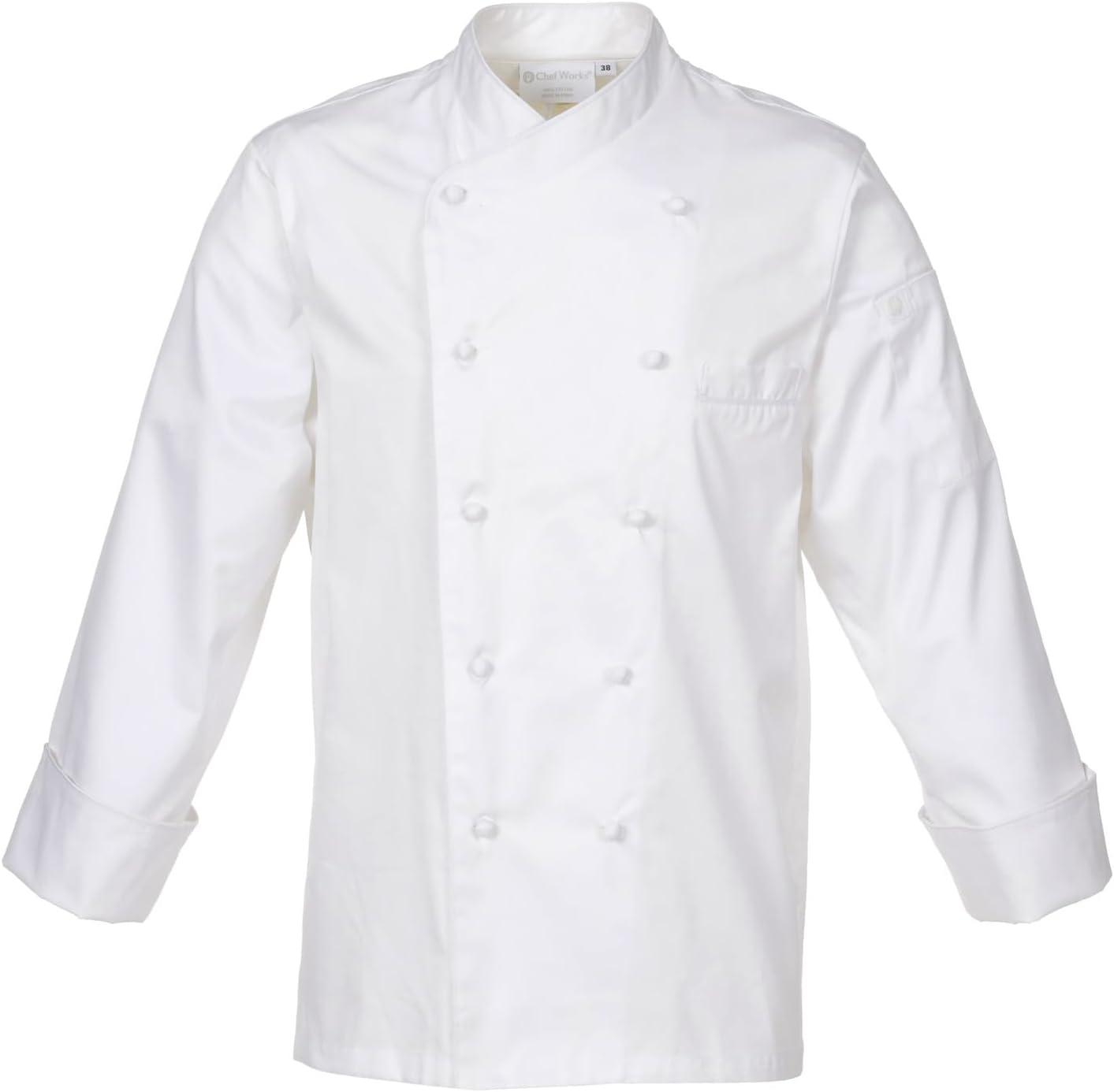 imageChef Works Mens Premium Cotton Chef CoatWhite