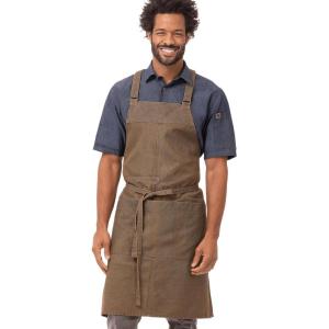 imageChef Works Unisex Uptown CrossBack Bib ApronBlue Taupe