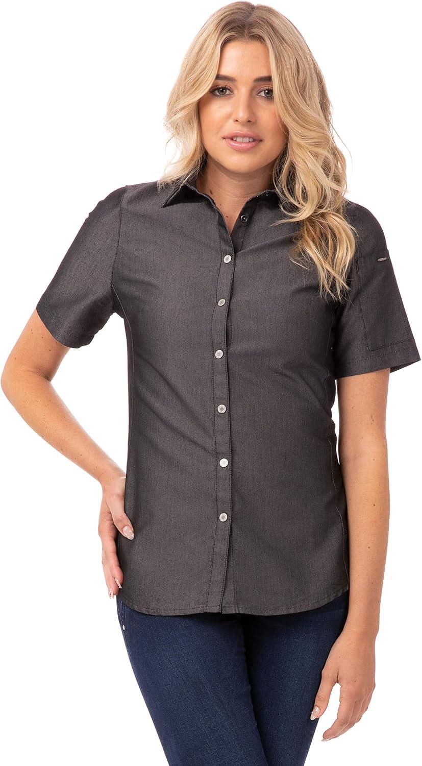 imageChef Works Custom Embroidered Womens Detroit Denim ShirtBlack