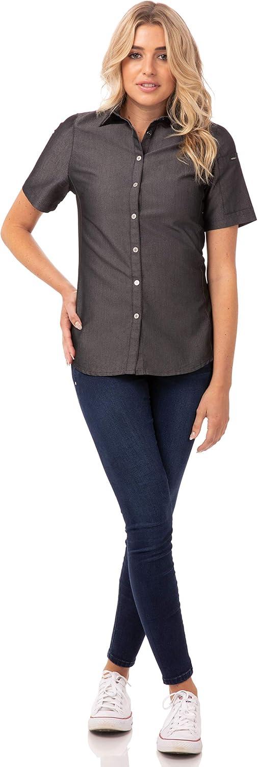 imageChef Works Custom Embroidered Womens Detroit Denim ShirtBlack